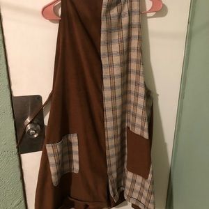 Short overalls brown half print size 3 x